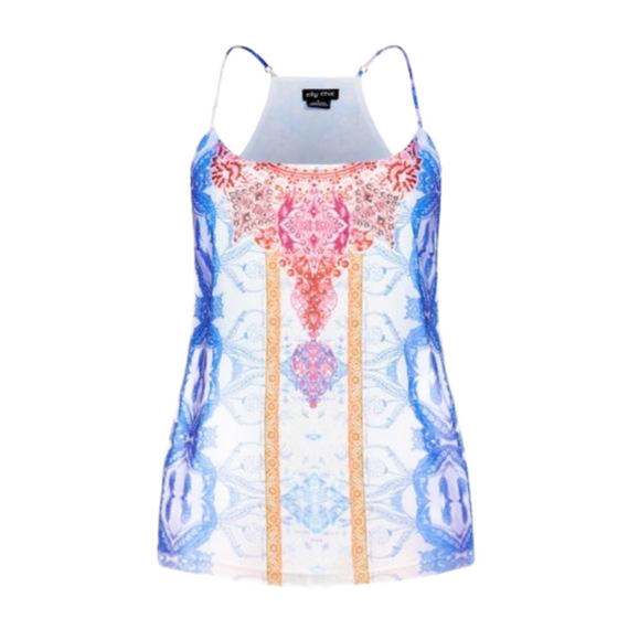 City Chic Tops - City Chic Blue Pink White Top Clove Diamante detailing Top Size 18 NWT SKU0411